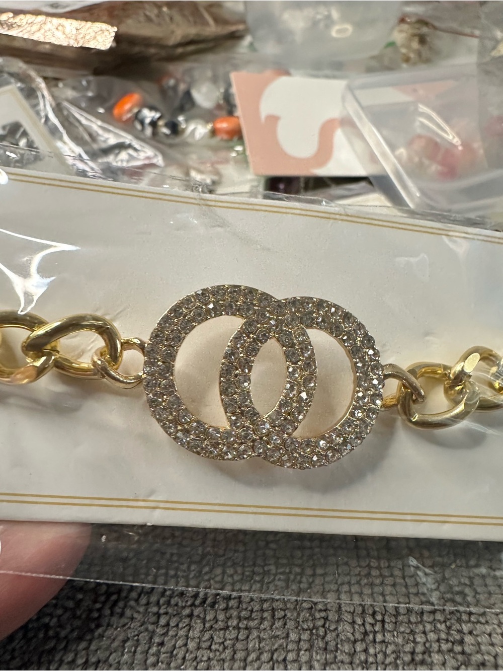 Unlisted Gold-Tone Double Circle Crystal Bracelet